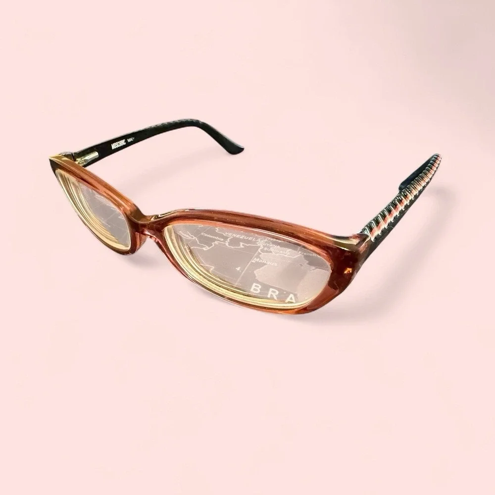 Love Moschino Temple Ripple Embellished‎ Cats Eyeglasses Frame Only Pink/Purple